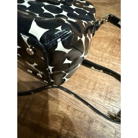 Kate Spade Black White Polka Dot Zip Dome Tote Satchel Purse Strap Double Handle - Picture 8 of 16